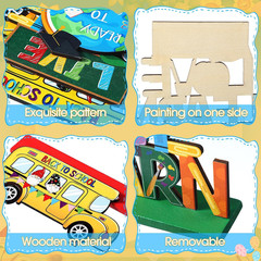6 Pcs Back to School Party Decorations Wooden First of School Centerpieces Welco
