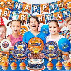 161 Pcs Dart War Battle Zone Party Decoration Gun Plates Balloons Cake Topper