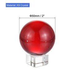 1Set 50mm/2″ K9 Crystal Ball Decorative Ball w Box and Crystal Stand Red