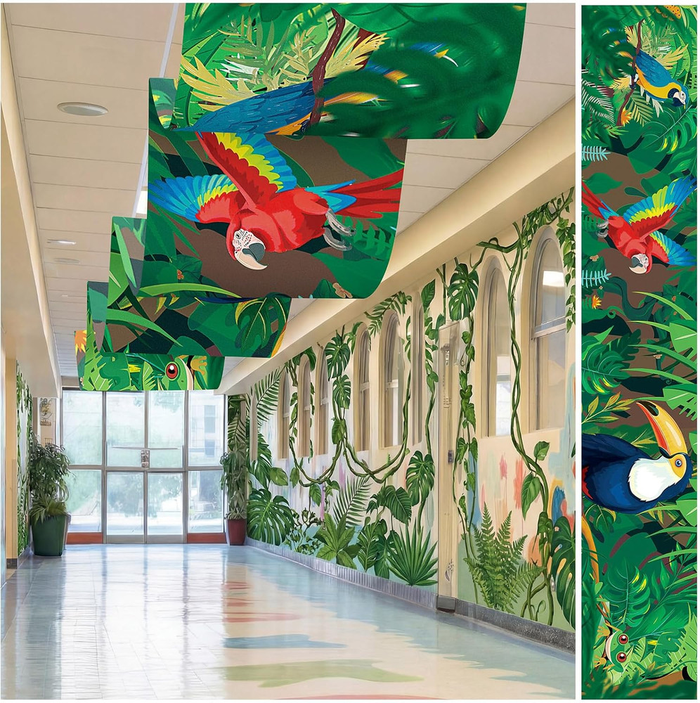 Feifeiya 3 Pcs 36 ft Rainforest Theme Party Decor 2026 VBS Decorations Tropical