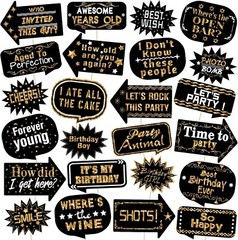 Outus 24 Pieces Photo Booth Props Birthday with Stick Happy Birthday Weddings Gr