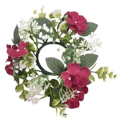 Decorative Candle Ring with Hydrangea Design for Table Centerpieces