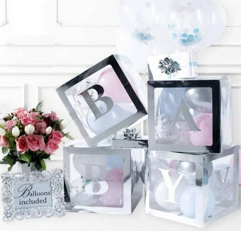 BABY Balloon Iridescent Boxes Baby Shower Decoration