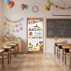 Teacher Appreciation Decorations Door Cover – White 72.8 x 35.4 inches, white