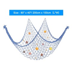 Decorative Fishing Net 40″x80″ Fish Net Party Decorative with Shell Haze Blue