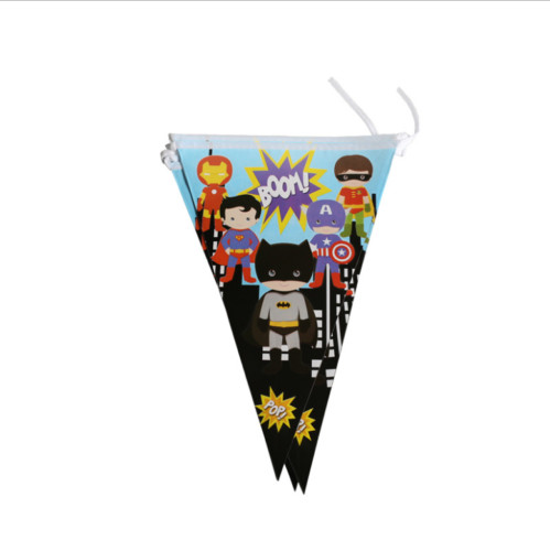 Marvel Superhero Bunting Birthday Party Banner Cartoon Avengers Decoration 10pcs