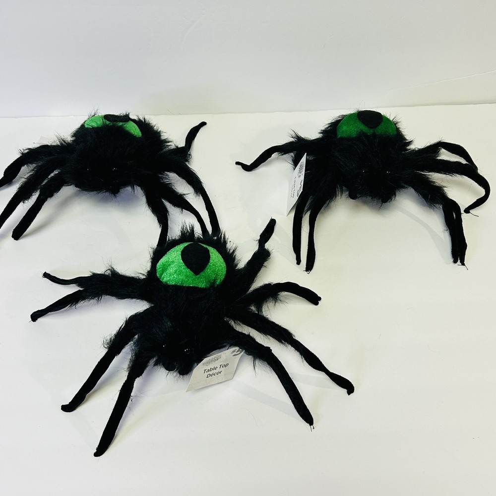 Spider Halloween Table Top Decor Plush Spooky Scary Fun Bendable Limbs 3 Pack
