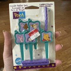 Vintage Wilton 1995 Winnie The Pooh Birthday Candle Holder Set Kid 1st Cartoon