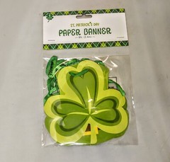 8 ft. St. Patrick’s Day Shamrock Green paper banner party supplies wall decor