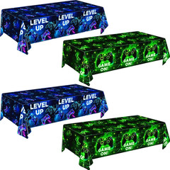 4 PCS Video Game Tablecloth for Player Gaming Birthday Party Decorations, 54 x 1
