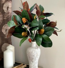 Set of 4 Magnolia Branches 32 Inch Long Artificial Green – 4