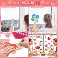 Valentines Day Decorations – Heart Window Clings for Glass | Red