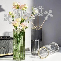 Baptism Centerpiece Sticks God Bless Cross Table Toppers Silver 12 PCS Decor
