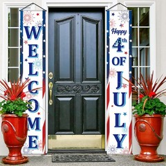 2 Pcs 4th/ Fourth of July Banners Decorations for Outdoor Hanging Welcome Porch