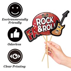 Rock And Roll Party Photo Booth Props Music Theme Birthday Festival 21 PCS