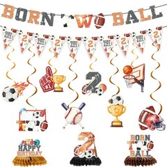 Born 2 Decorations – 13 Pcs Basketball Rugby Football Baseball Party Banner S…