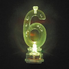 Blue Plastic Number 6 Flashing Candle Holder With Birthday 3″, Multicolor