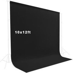 10X12ft Black Backdrop, Photo Backdrop Curtain Polyester 10x12ft Black