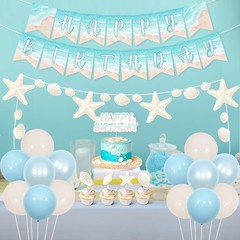 Beach Shell Birthday Decorations Shell Happy Birthday Banner Garland Cake Top…