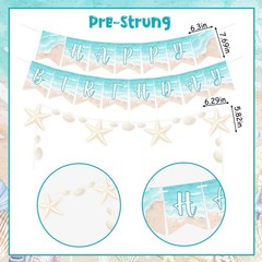 Beach Shell Birthday Decorations Shell Happy Birthday Banner Garland Cake Top…