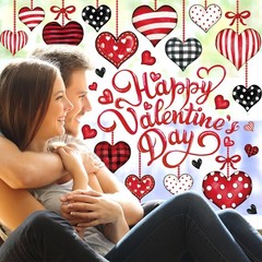 Valentine’s Day Window Clings Love Heart Window Stickers Double-Side Glass Deca