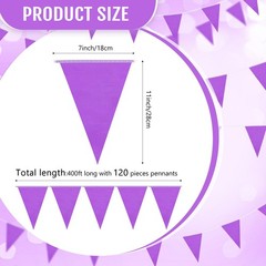 400 ft Solid Pennant Banner Flags 240 Pcs String Hanging DIY Triangle Bunting…