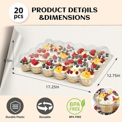 24 Count x 10 Sets Plastic Cupcake Containers, Durable and BPA-Free Cupcake H…