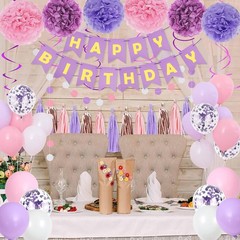 Stylish Purple Pink Birthday Party Decorations for Women, Complete Kit, Purple
