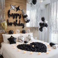 120 Pcs Birthday Party Decorations Set – Balloons, Banner, LED Lights, Rose Peta