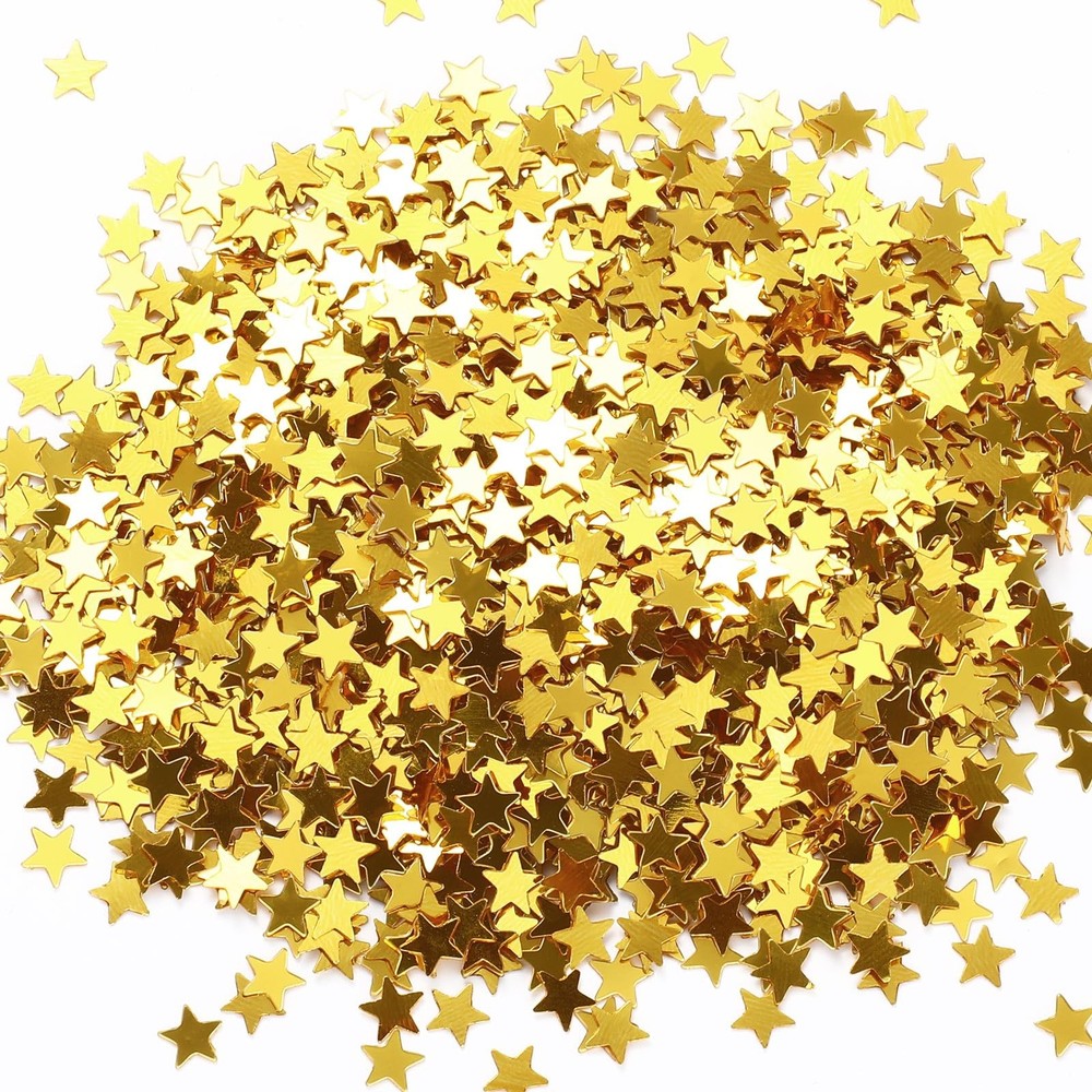Gold Glitter Stars, 6mm Confetti, Wedding Festival Decor