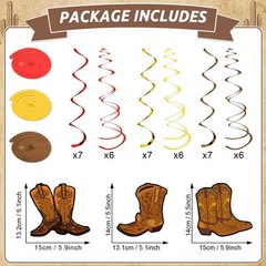 CowThemed Hanging Decor, 60PCS Swirls Boot Banner, Party Supplies