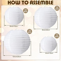 48 Pcs Paper Lanterns Party Decorations Chinese Lanterns Round Paper Decor 4/…