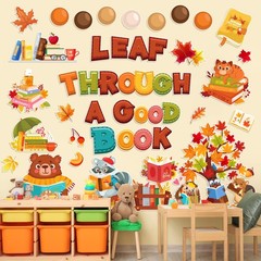 Fall Classroom Decorations Leaf Through A Good Book Bulletin Board Set Autumn