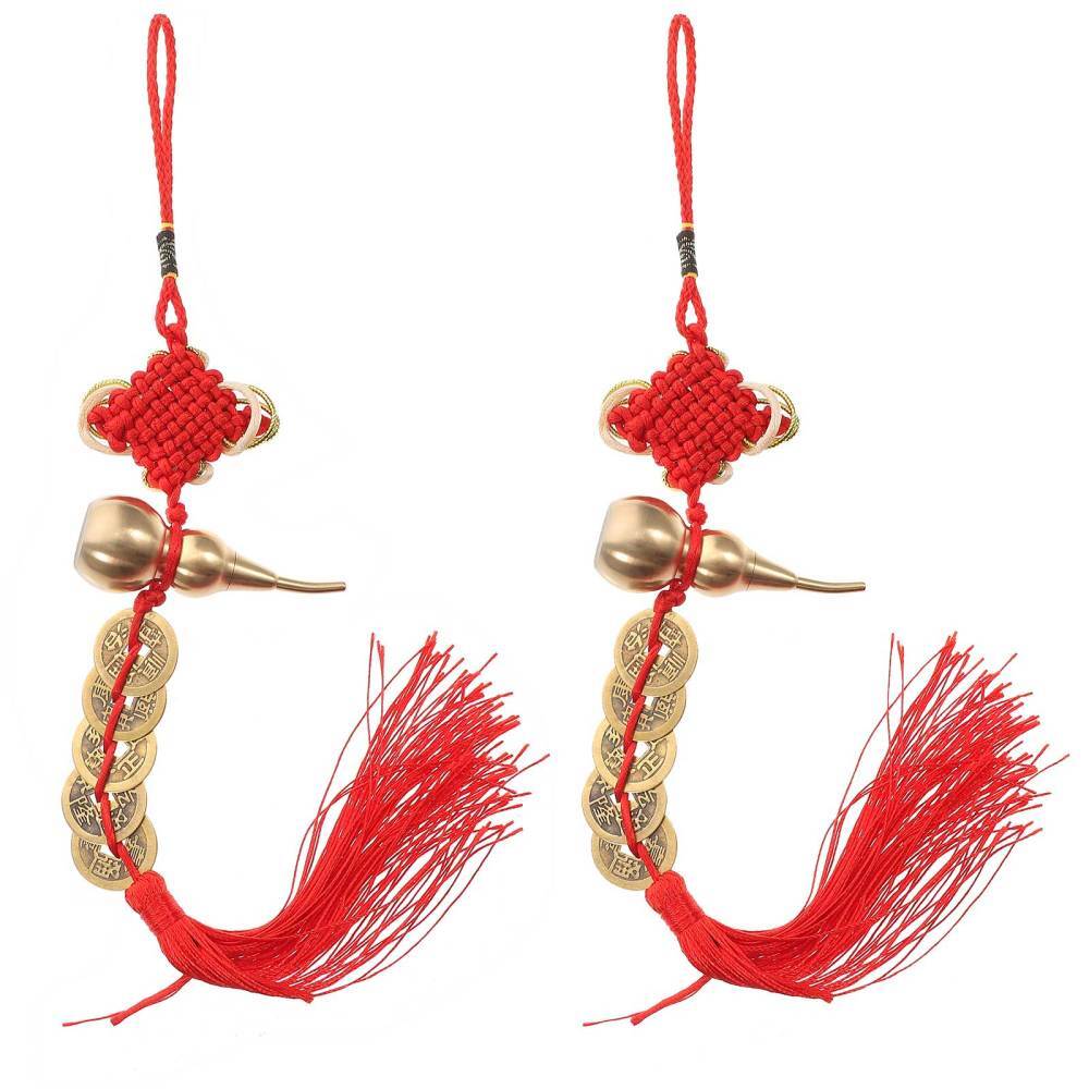 2PCS Gourd Brass Pendants Chinese Knot Ornaments Chinese Style Decoration