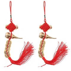 2PCS Gourd Brass Pendants Chinese Knot Ornaments Chinese Style Decoration