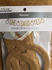 2 Wedding Engagement Shower Party Banners SHE SAID YES Glitter Ring & DRINKS