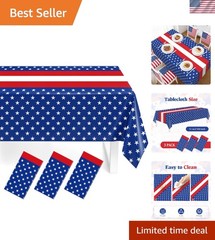 Celebrate Independence Day with 3 Pack Red & Blue Disposable Table Covers 54×108