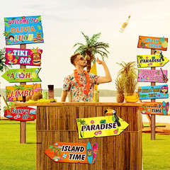 20 Pieces Luau Aloha Party Welcome Sign, Tropical Hawaiian Summer Themed Party D