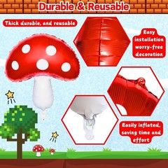 26Pcs Cloud Mushroom Star Number Balloons Kit White Red Yellow Blue Foil Ball…