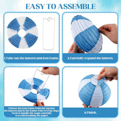 18 Pcs Summer Party Decorations Set Coastal Beach Seashell Paper Lanterns Blue B