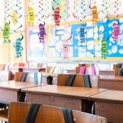 50 Pcs Colorful Crayon Hanging Decorations for Back to School Classroom Parties