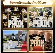 White Plastic PROM Marquee Letters Set, Solid Light Up Graduation Theme Decor