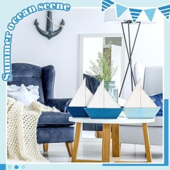 Charming 3-Pc Wooden Boat Decor – Summer Coastal Centerpieces for Any Room