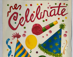 Party window clings, “Celebrate”, from Prime Designs, Reusable, NOS