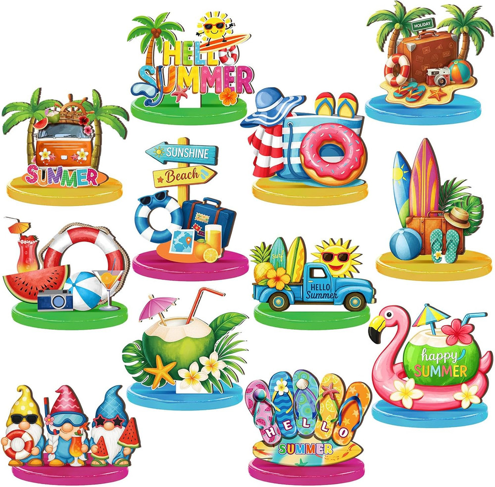 12 Pcs Summer Table Decor Wooden Summer Beach Table Centerpieces Beach Pool Ball
