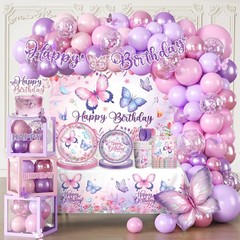 256pcs Butterfly Birthday Decorations,All-in-1 Butterfly Theme Birthday Decor
