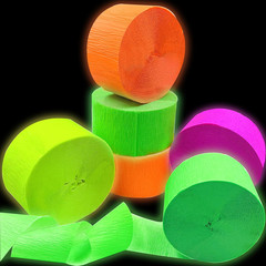 420Feet Blacklight Party Streamer Decorations 4 Rolls Glow Crepe Paper UV Reacti