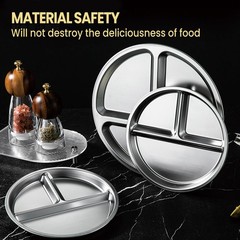 BEWBBAT 4 Pack 304 Stainless Steel Divided Plate, 8 Inch 3 8 Inch, Silver