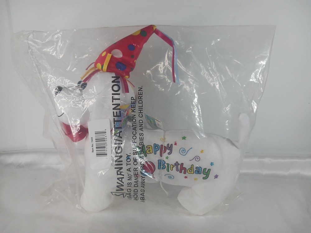 Happy Birthday 11″ Long Autograph Plush Stuffed Dog New
