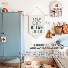 Ocean Nursery Decor, Stay Wild Ocean Child Wall Hanging Pennant Flag Banner, …